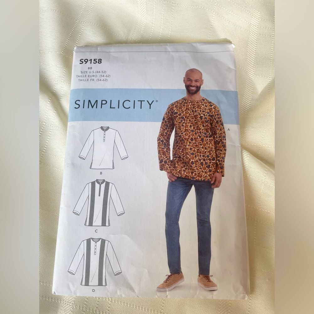 NEW Uncut Simplicity Sewing Pattern Men's Half Buttoned Shirts Size 44-52 MSRP $
